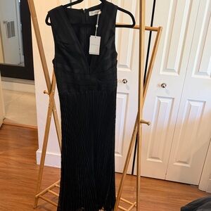 Zimmermann Black Pleated V-Neck Maxi Dress
